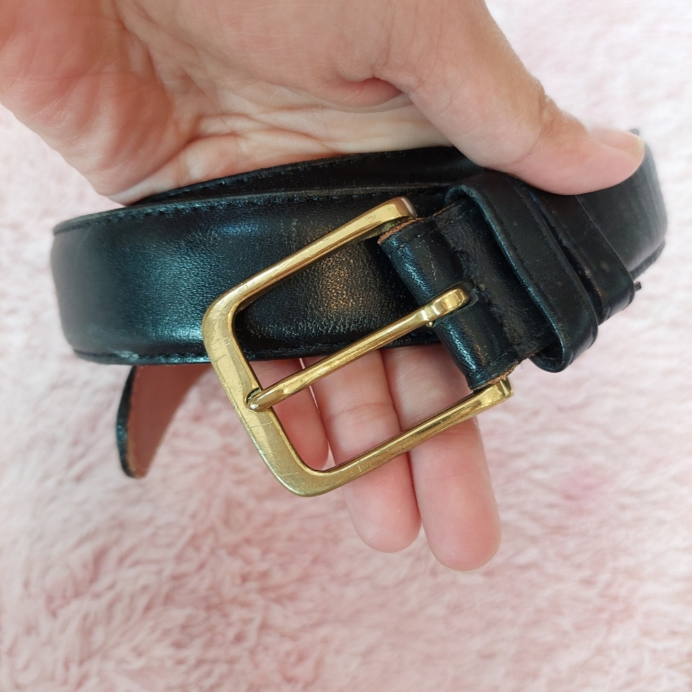 Coach Black Leather Belt with Gold Buckle